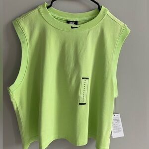 Nike Retro muscle tee Size 1X Lime Green Tank Top CroppedCotton DQ3361-358 NWT